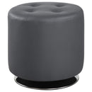 Bowman Round Upholstered Ottoman Grey - NY Furniture Direct (NY)