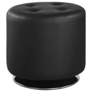 Bowman Round Upholstered Ottoman Black - NY Furniture Direct (NY)