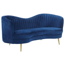 Sophia Upholstered Camel Back Loveseat Blue - NY Furniture Direct (NY)
