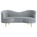 Sophia Upholstered Camel Back Loveseat Blue