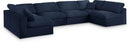 Serene Navy Linen Fabric Deluxe Cloud Modular Sectional