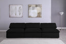 Serene Black Linen Fabric Deluxe Cloud Modular Armless Sofa
