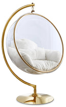 Luna White Faux Fur Acrylic Swing Accent Chair