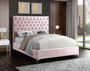 Cruz Pink Velvet Queen Bed