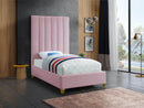 Via Pink Velvet Twin Bed