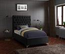 Cruz Black Velvet Twin Bed