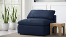 Serene Navy Linen Fabric Deluxe Cloud Armless Chair