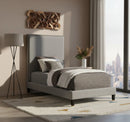 Harlie Grey Velvet Twin Bed