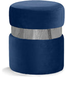 Hailey Navy Velvet Ottoman/Stool