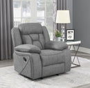 Higgins Overstuffed Upholstered Glider Recliner Grey - NY Furniture Direct (NY)