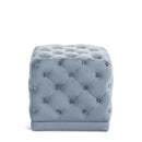 Stella Sky Blue Velvet Ottoman/Stool