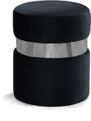 Hailey Black Velvet Ottoman/Stool
