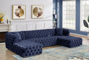 Coco Navy Velvet 3pc. Sectional (3 Boxes)