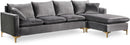 Naomi Grey Velvet 2pc. Reversible Sectional