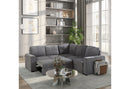 U2660 Grey Sectional W/O Chaise and W/ Pullout Sofa Bed