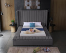 Kiki Grey Velvet Queen Bed (3 Boxes)