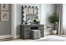 Lexi Grey Vanity Set with Stool