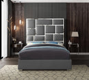 Milan Grey Faux Leather Queen Bed