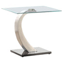 Pruitt Glass Top End Table Clear and Satin - NY Furniture Direct (NY)