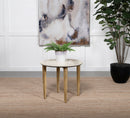 Aldis Round Marble Top End Table White and Natural - NY Furniture Direct (NY)