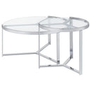 Delia 2-Piece Round Glass Top Nesting Coffee Table Clear and Chrome