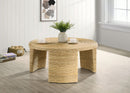 Artina Woven Rattan Round Coffee Table Natural Brown - NY Furniture Direct (NY)