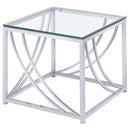 Lille Glass Top Square End Table Accents Chrome - NY Furniture Direct (NY)