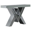 Taffeta V-shaped Sofa Table with Glass Top Silver - NY Furniture Direct (NY)