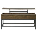 Byers Black Coffee Table with Hidden Storage Brown Oak and Sandy Black - NY Furniture Direct (NY)