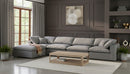 Serene Grey Linen Fabric Deluxe Cloud Modular Sectional