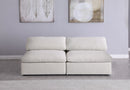 Serene Cream Linen Fabric Deluxe Cloud Modular Armless Sofa