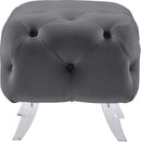 Crescent Grey Velvet Ottoman