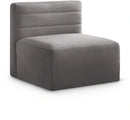 Quincy Grey Velvet Modular Armless Chair