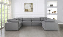 Serene Grey Linen Fabric Deluxe Cloud Modular Sectional