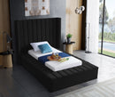 Kiki Black Velvet Twin Bed (3 Boxes)