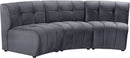 Limitless Grey Velvet 3pc. Modular Sectional
