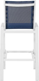 Nizuc Navy Mesh Waterproof Fabric Outdoor Patio Aluminum Mesh Barstool