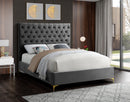 Cruz Grey Velvet Queen Bed