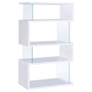 Emelle 4-tier Bookcase White and Clear - NY Furniture Direct (NY)