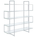 Elmer 5-shelf Bookcase Chrome and Clear - NY Furniture Direct (NY)