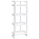 Ember 4-shelf Bookcase White High Gloss and Chrome - NY Furniture Direct (NY)