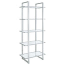 Hartford Glass Shelf Bookcase Chrome - NY Furniture Direct (NY)