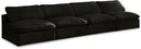 Cozy Black Velvet Cloud Modular Armless Sofa