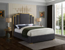 Hugo Grey Velvet Queen Bed