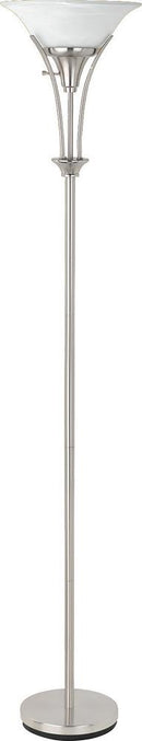 Archie Floor Lamp with Frosted Ribbed Shade Brushed Steel - NY Furniture Direct (NY)