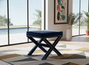 Nixon Navy Velvet Ottoman/Bench