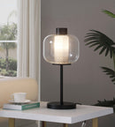 Ingrid Glass Shade Bedside Table Lamp Black - NY Furniture Direct (NY)