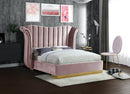 Flora Pink Velvet King Bed (3 Boxes)