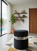 Hailey Black Velvet Ottoman/Stool