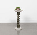 Colette Round Marble Top Side Table White and Dark Grey - NY Furniture Direct (NY)